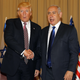 President Donald Trump awkwardly shakes hands with Israel’s Prime Minister Benjamin Netanyahu during a meeting in Jerusalem on May 22, 2017.
